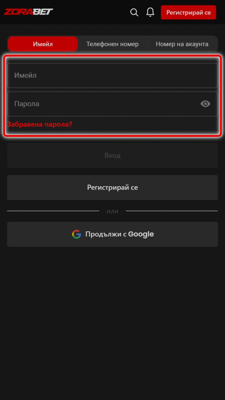 Въведете вашите данни в ZoraBet Вход и започнете да играете.